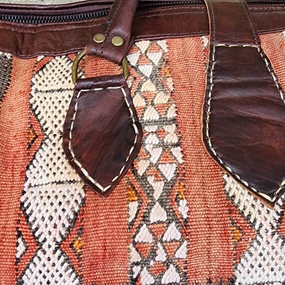 Handmade Leather & Kilim Duffel Bag - Picture 5 of 8